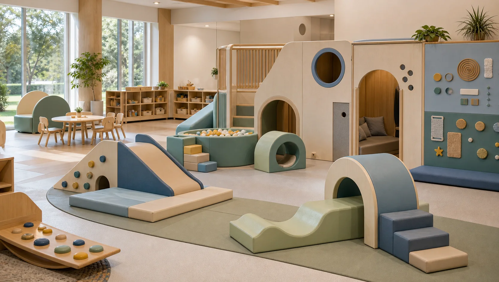 Finished soft-play installation inside an early learning environment.